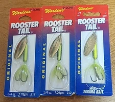 Lot of 3. Worden’s Rooster Tail 1/4oz.  212CHR.  Chartreuse