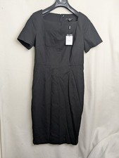 Next tailoring ladies size 14 black midi dress zip short sleeve New