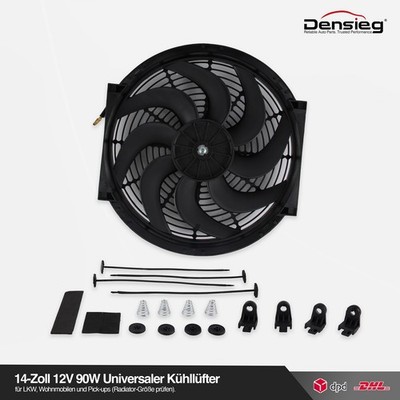 Densieg 8-Blatt Motorkühler Lüfter Universal 14'' 12V 90W für Auto Anhänger LKW