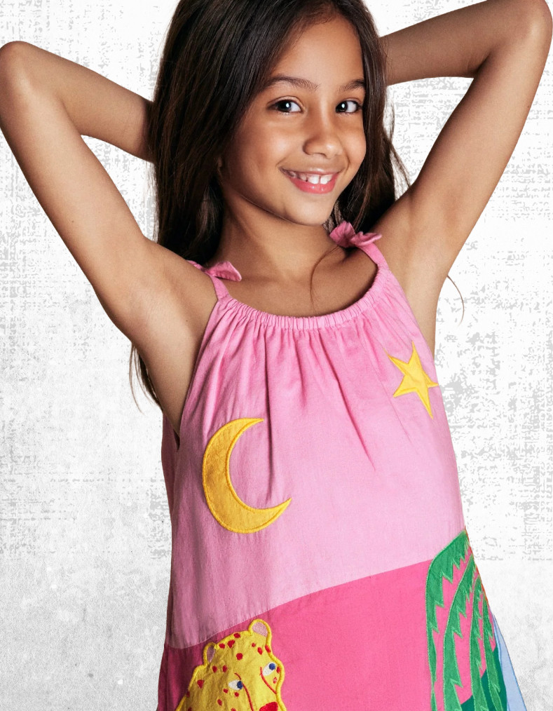 Ex Mini Boden Girl’s Sleeveless Strappy Appliqué DressVintage Mauve RRP £49 image 5