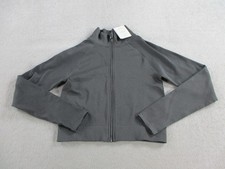 Fabletics Jacket Womens Large Gray Onyx Cropped Seamless Rib Full Zip Athletic