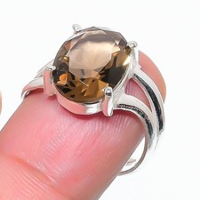 Smoky Quartz Gemstone 925 Sterling Silver Jewelry All Size Ring For Gift