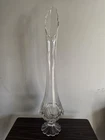 Fenton Valencia Clear Glass Ribbed Decorative Vase Glossy 25" Tall Vintage MCM