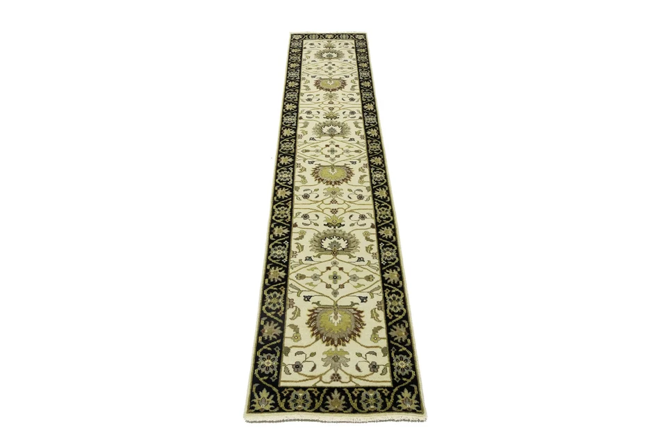 Handmade Runner Oushak Oriental Wool Rug 2'5X12 ft Floral Design Hallway Carpet - Image 2 of 4
