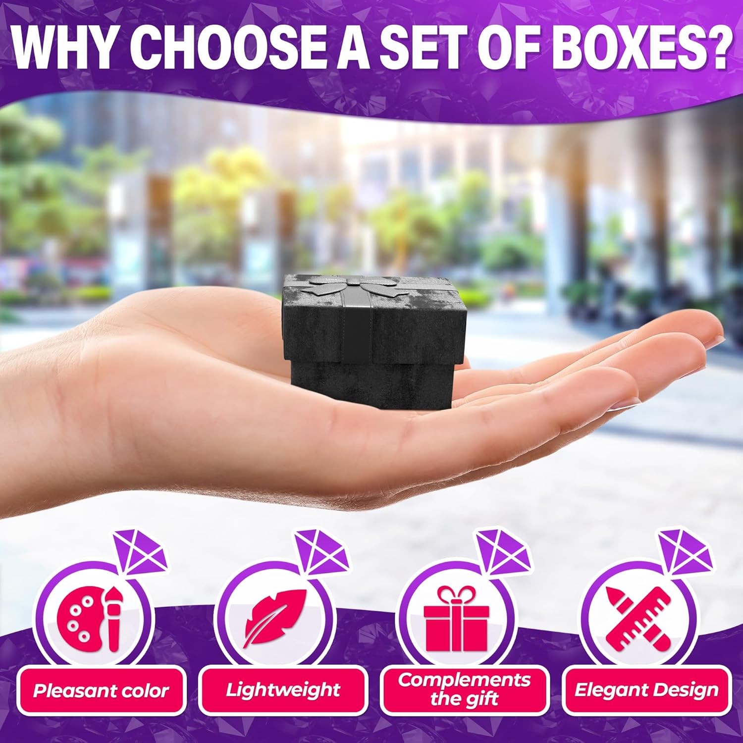 KETAR Ring Boxes Bulk Pack 24 Pcs – Small Box, 1.57x1.57'', Black 