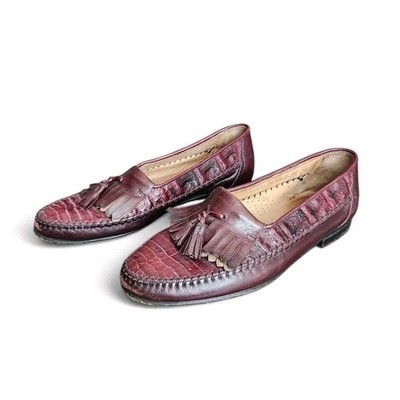 Bruno Magli Men's Genuine Crocodile Leather Loafer Brown Size 8W Made in Italy