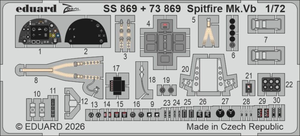 Eduard Accessories SS869 1:72 Spitfire Mk.Vb Accessory For IBG Models - New
