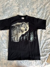 Vtg 90s Harlequin Nature Wolf Graphic T Shirt Mens Medium Gray Wolf USA Made M