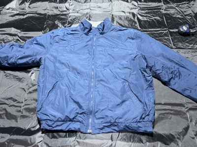 LL Bean Mens X-Large Warn-Up Fleece Lined Full Zip Bomber Jacket Blue Vintage