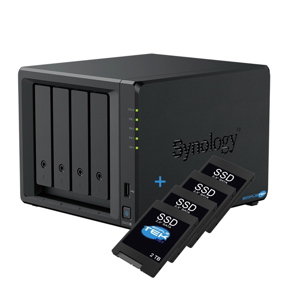 Synology Ds425+ Diskstation Nas 4-bay 4x2tb Ssd 2gb Ddr4 Lan 2.5g M.2_