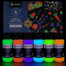 Glow In The Dark Paint 6 Colors 60 Ml / 2 Oz Acrylic Paint For Decoration Art Pa