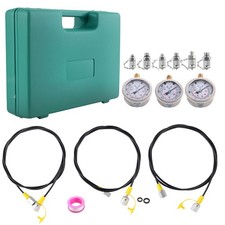 HYDRAULIC PRESSURE TEST KIT 3 GAUGES 6 TESTING COUPLING 3 CONNECT HOSE NEW