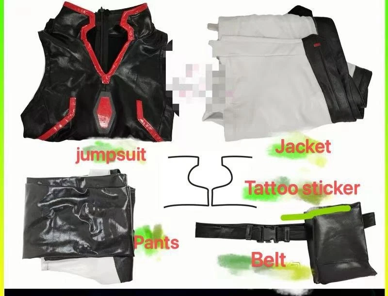 Punk Lucy Cosplay Disfraz Conjunto Halloween Vestido Traje Mono Cinturón Vestido Elegante Foto 2 de 3