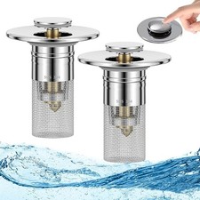 2x Bathroom Sink Stopper Hair Catcher Bathroom Pop Up Sink Strainer Drain Filter