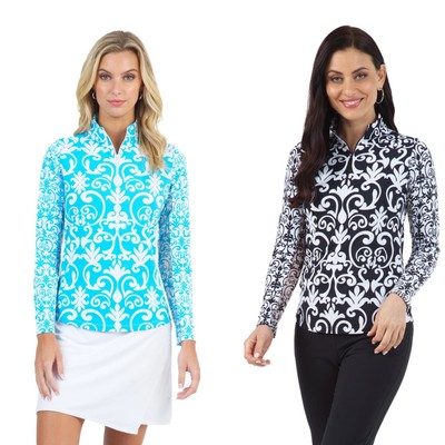Ibkul Womens Mahem Print Long Sleeve Mock Neck 10979 - New