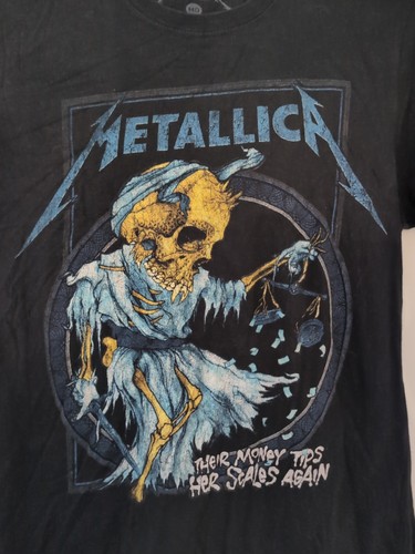 Metallica Their Money Tips Her Scales Again T-Shirt Black Medium Retro Official - Picture 2 of 4