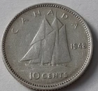 1948 CANADA 10 CENTS "KEY DATE" COIN GEORGE VI SERIES