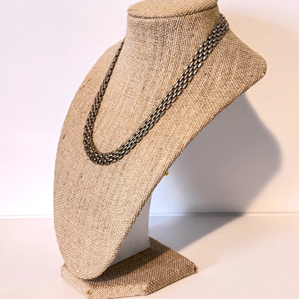 Винтажный плоский ссылка воротник ожерелье Panthere пять ряд широкий золотой тон - Изображение 2 из 4