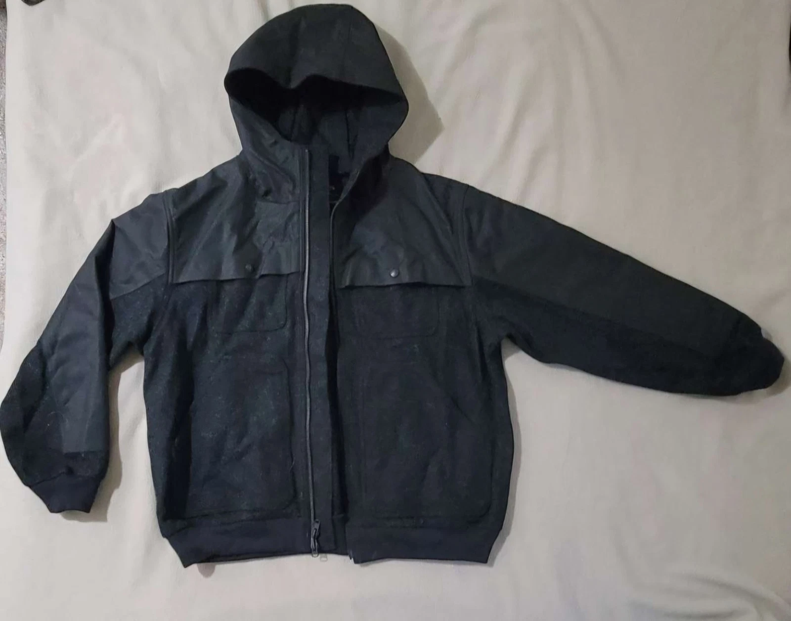 Filson x Pendleton Men's XL Black Wool & Tin Cloth Full Zip Hooded Jacket image 2
