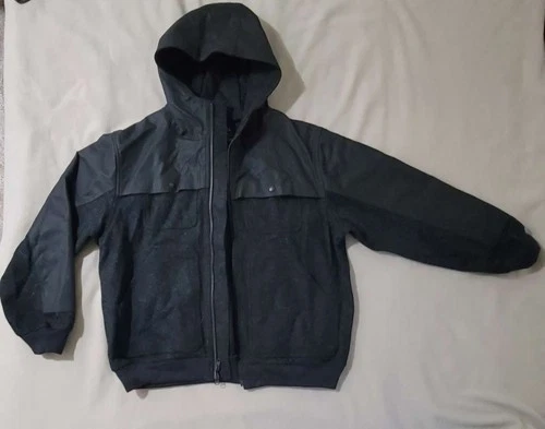 Filson x Pendleton Men's XL Black Wool & Tin Cloth Full Zip Hooded Jacket image 2