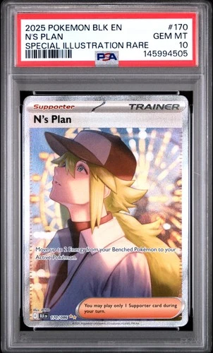 2025 POKEMON BLK EN-BLACK BOLT SPECIAL ILLUSTRATION RARE #170 N'S PLAN PSA 10