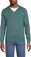 Men'S Fine Gauge Cotton V Neck Sweater