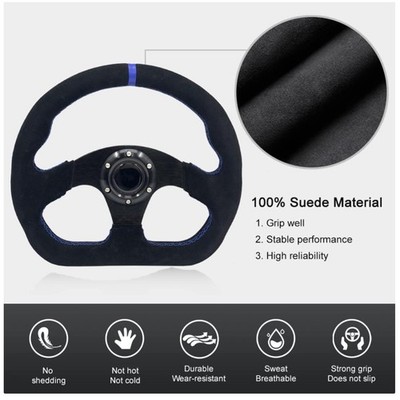 Blue Stripe Sim Racing Steering Wheel - D-Shaped Design