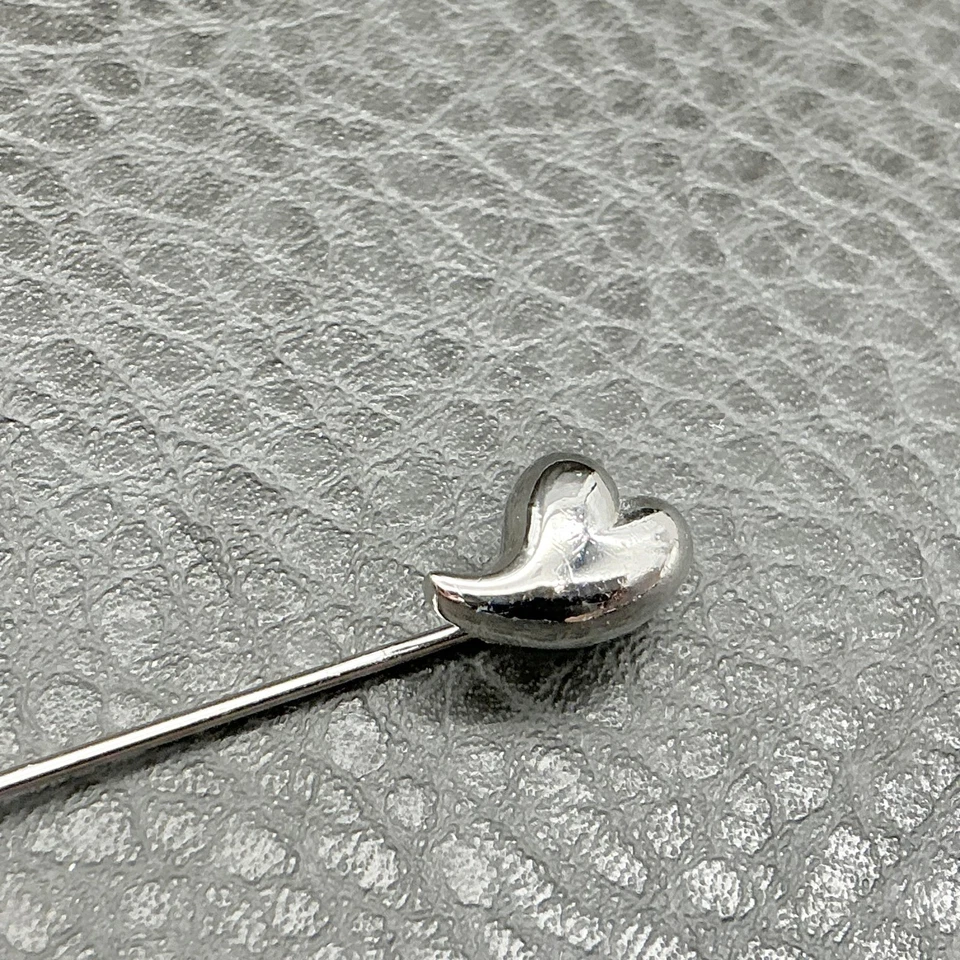 Monet Heart Stick Pin Silver Tone Lapel Tie Tac Brooch Signed Costume Jewelry - Image 4 of 4