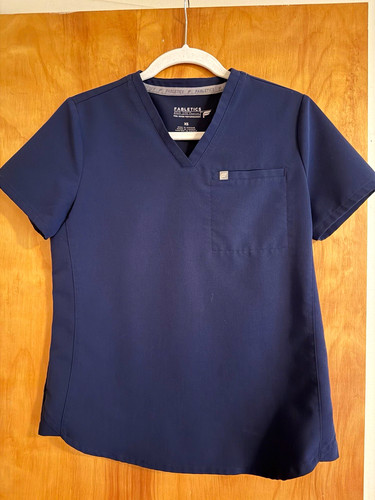 Fabletics Women's Navy Solid V-Neck Scrub Top XS Technical Collection