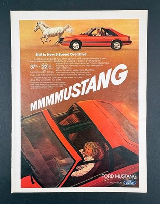 1981 Ford Mustang Vintage Print Ad, 5-Speed Overdrive. 8'' x 10.75''