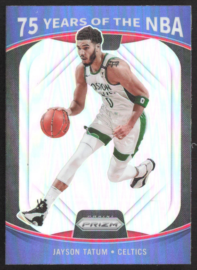 Jayson Tatum #4 Basketball Cards 2021 Panini Donruss Optic 75 Years of the NBA trading card — raw and PSA graded price guide