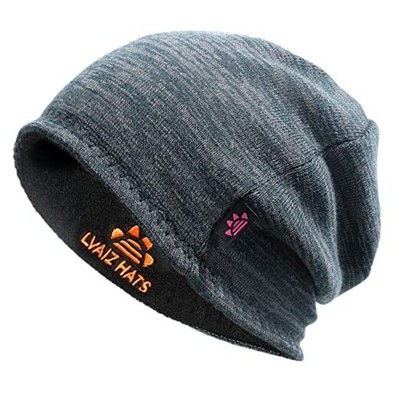Lvaiz Winter Fleece Lined Knitted Beanie Hats for Men One Size Mixed Black