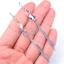 Designer Inspired 925 Sterling Silver 3" Long 2-Threader Dangle Earrings L1259