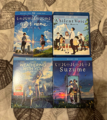 Blu-ray + DVD Lot of 4: Your Name, A Silent Voice, Weathering With You, Suzume