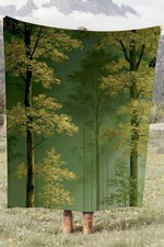 Green Forest Trees Coral Fleece Cozy Throw Blanket Modern Elegant