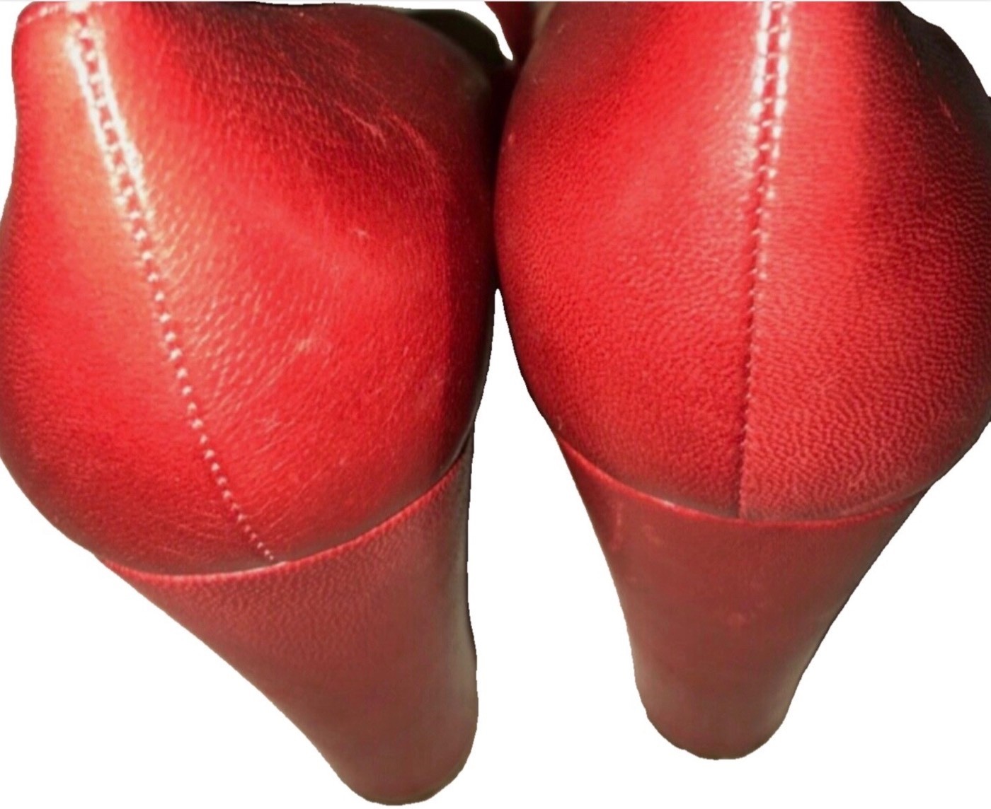 Valentino Garavani Red Maroon Leather in Round close bow Toe Pumps SZ 38 thumbnail 11