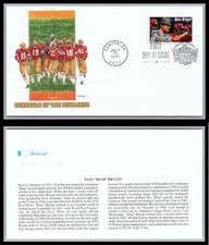 US FDC # 3143 32c Coach  Bear Bryant Artmaster  P 1997, 9Q5899