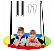 700lb 40" Round Saucer Tree Swing Seat Waterproof w/ 2 Adjustable Hanging Rope