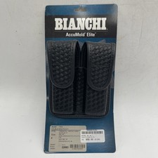 Bianchi Pelle Nero Basketweave Doppio Marsupio Rivista AccuMold Elite Taglia 4