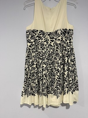 Elle White & Black Floral A Line Polyester Print Dress Size 16