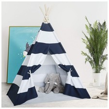 Kids Teepee Tent Indoor - Navy Stripe Teepee for Boys  Girls, 3 - 14 Years