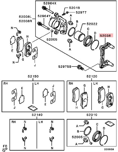 Brake Caliper Support Carrier Rear for Mitsubishi PAJERO SHOGUN V68W MK3 3.2T - Picture 2 of 6