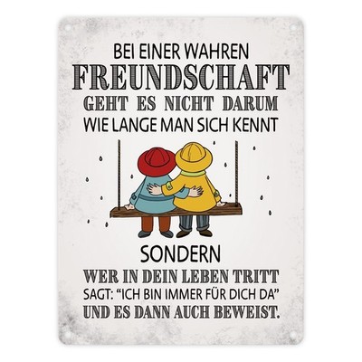 Wahre Freundschaft Metallschild mit Freunde Motiv Leben Liebe Freundin Freund