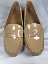 Coach Odette Loafers Women s Driving Tan Patent Leather Size 8US/38EU New