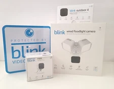 NEW Blink Wired Floodlight with 3 Camera Bundle with Sync Module & Yard Sign
