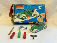 Schuco Vtg VW-POLIZEIWAGEN 3000 Remote Control Green Car Voltswagon Wind Up Key