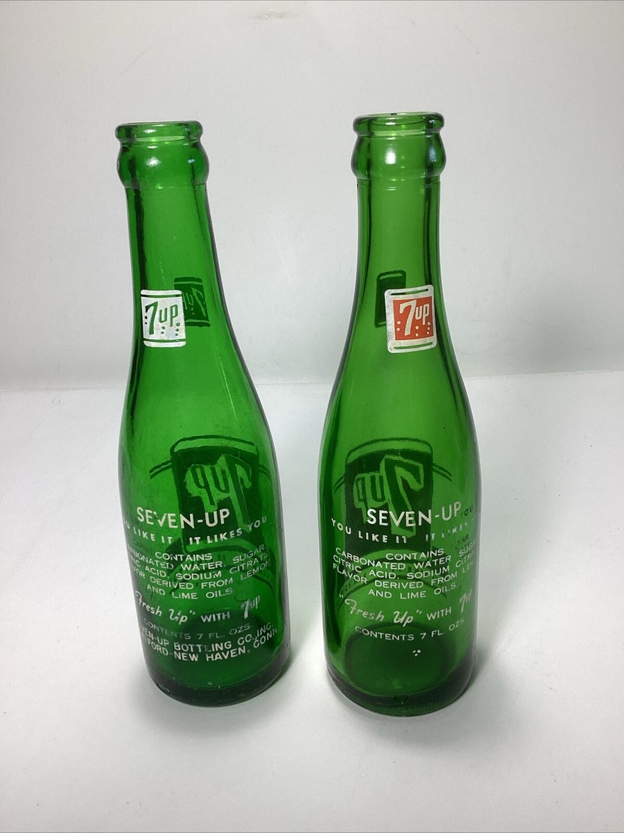 2 Vintage 7 Up “Fresh Up” Glass Bottles. 7 Fluid Oz SEVEN-UP. | eBay