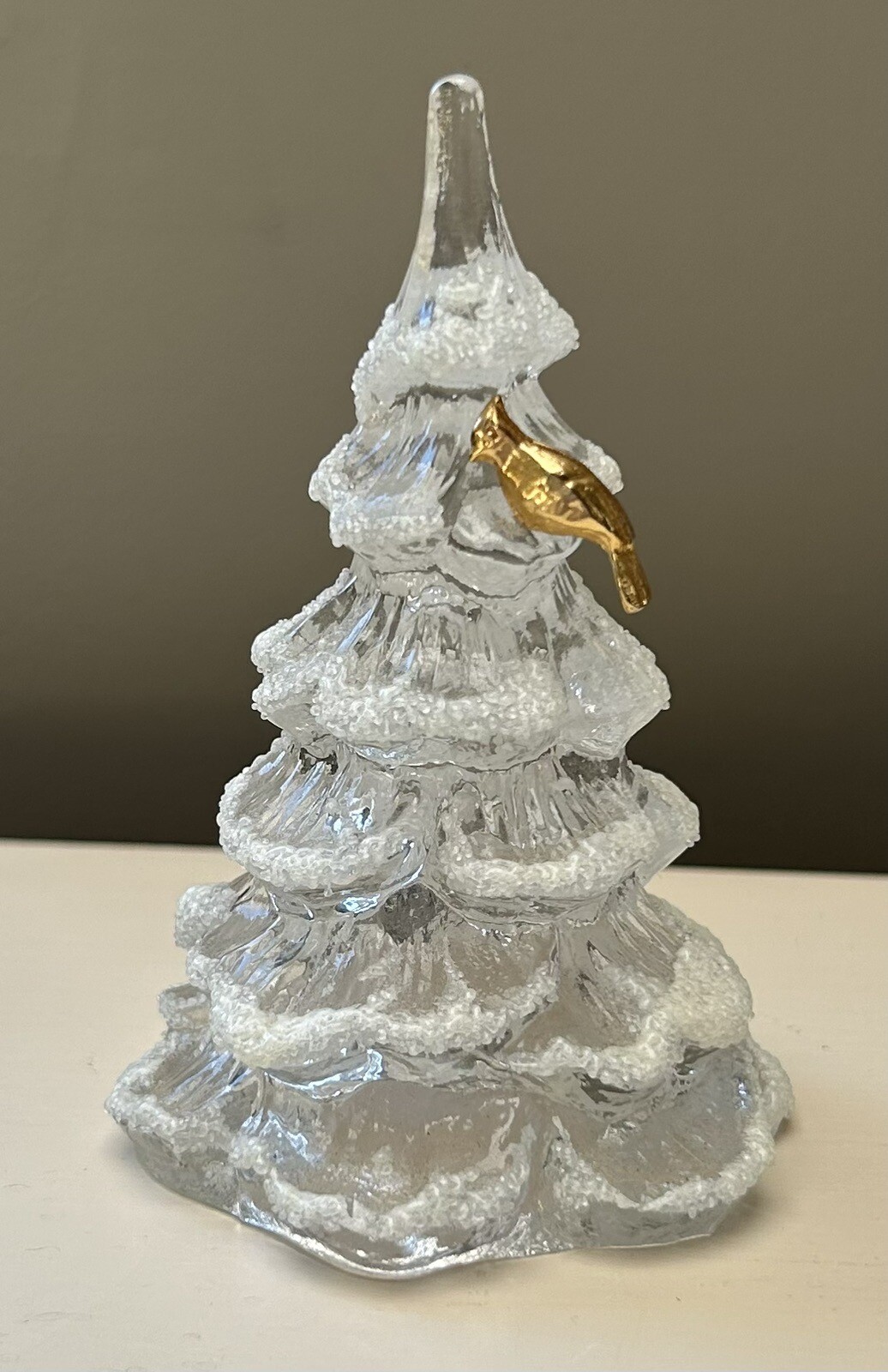 Vintage Fenton Glass Christmas Tree with Capped Snowflakes and Gold