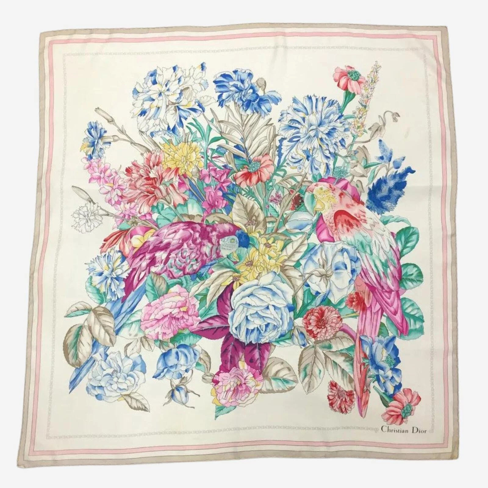 Foulard Christian Dior motif fleurs multicolore 100% soie 