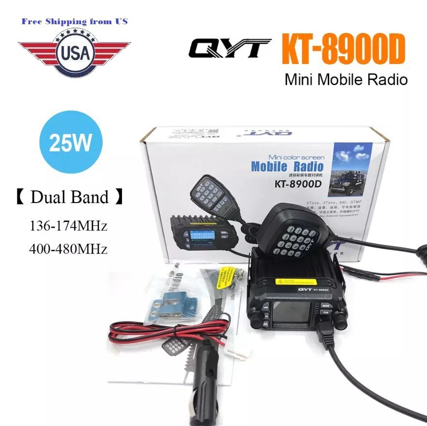 QYT KT-8900D 25W Mobile Radio Dual Band VHF UHF 136-174/400-480MHz FM Tranceiver